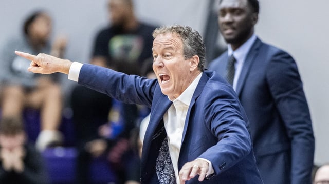 Montverde High School’s Coach Kevin Boyle, coaches his players during their game against Florida Coastal Prep in Montverde, Fla., Tuesday, Nov. 19, 2024. (Willie J. Allen Jr./Orlando Sentinel)