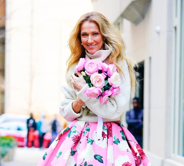Celine Dion is seen as she departs her hotel on March 08, 2020 in New York City.