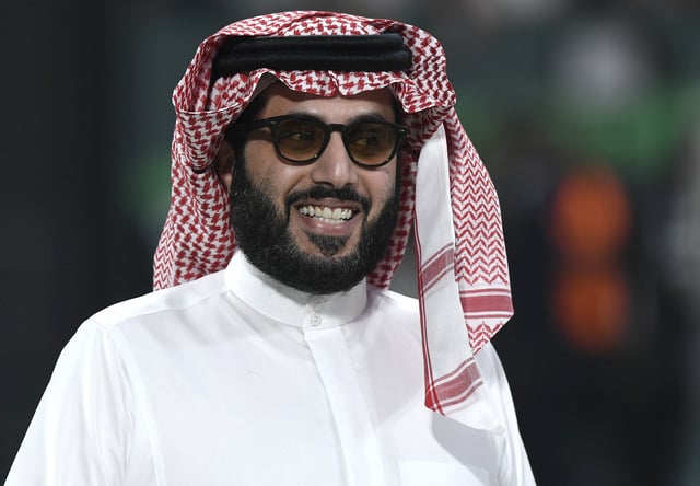 Soccer Football - African Super Cup - Al Ahly v Zamalek - Kingdom Arena, Riyadh, Saudi Arabia - September 27, 2024 His Excellency Turki bin Abdulmohsen Alalshikh, Chairman of the General Entertainment Authority (GEA) before the trophy presentation REUTERS/Stringer/File Photo