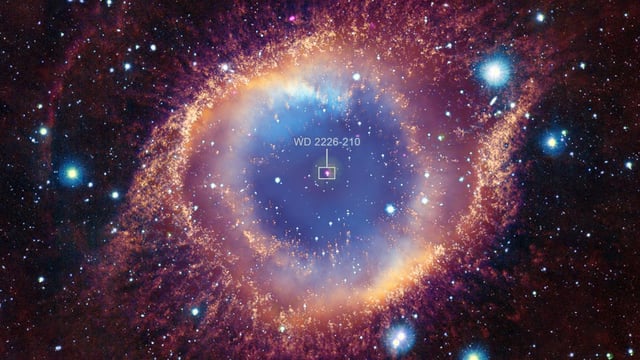 The white dwarf, named WD 2226-210, at the centre of the Helix nebula