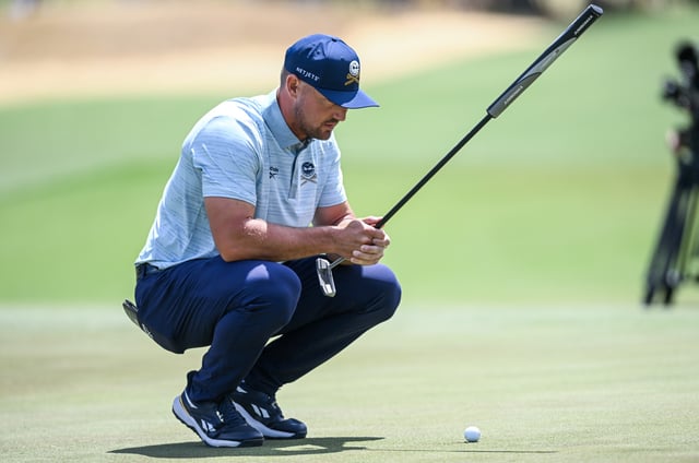 ADELAIDE, AUSTRALIA - FEBRUARY 14: Bryson Dechambeau of Crushers lupduring day one of LIV Golf Adelaide at The Grange Golf Club on February 14, 2025 in Adelaide, Australia.