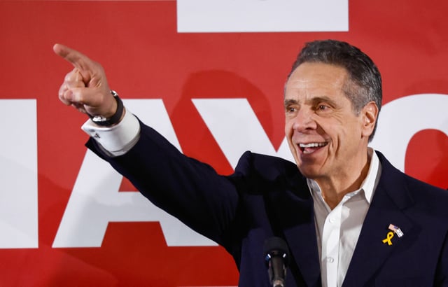 New York mayoral candidate Andrew Cuomo attends a New York City Council of Carpenters meeting in New York on March 2, 2025.