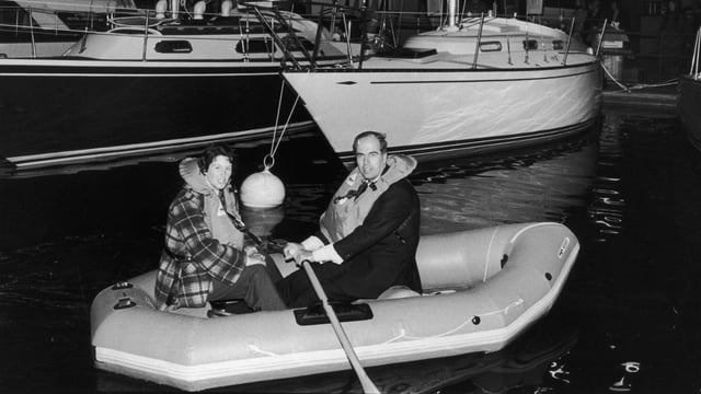 Maurice and Maralyn Bailey at the London Boat Show in 1974, after surviving their ordeal