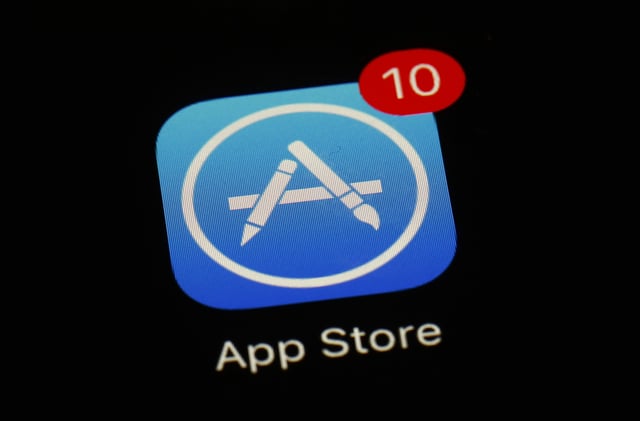 FILE - Apple's App Store icon is displayed on an iPad in Baltimore, March 19, 2018. (AP Photo/Patrick Semansky, File)
