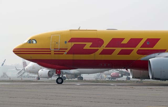 A view shows a DHL plane at the airport of Almaty, Kazakhstan December 5, 2024. REUTERS/Pavel Mikheyev/File Photo