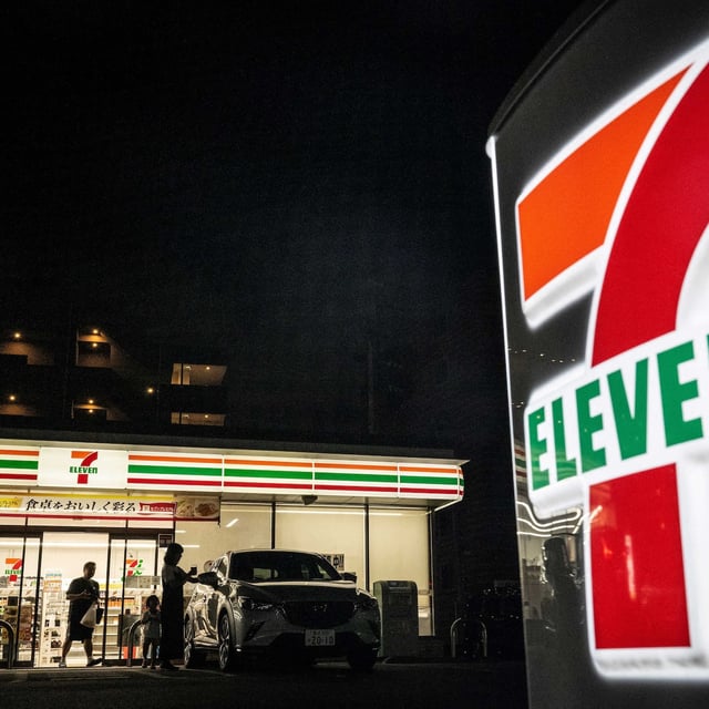 (FILES) This file photo taken on August 23, 2024 shows people walking out of a 7-Eleven convenience store in Yokohama, Kanagawa prefecture. Shares in the Japanese owner of convenience store giant 7-Eleven jumped more than four percent on March 3, 2025 after a report said its CEO would be replaced. (Photo by Yuichi YAMAZAKI / AFP) (Photo by YUICHI YAMAZAKI/AFP via Getty Images)