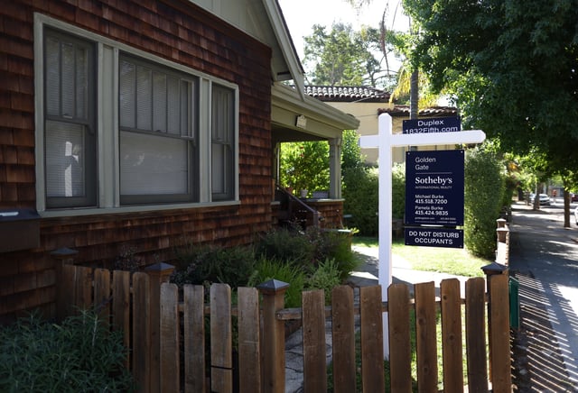 A sign is posted in front of a home for sale on August 07, 2024, in San Rafael, California.