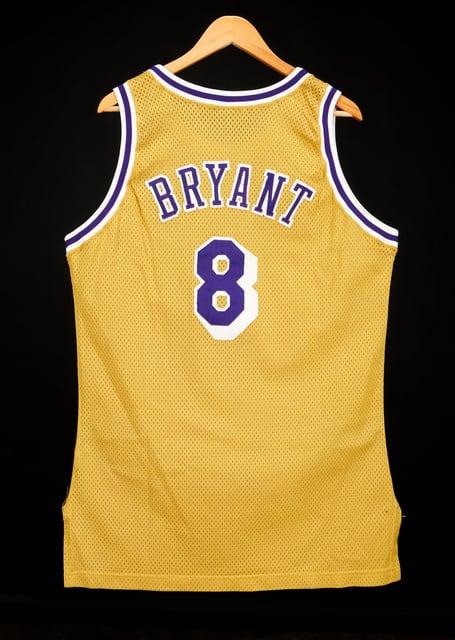 Kobe Bryant's rookie jersey from his 1996-1997 debut season with the LA Lakers.