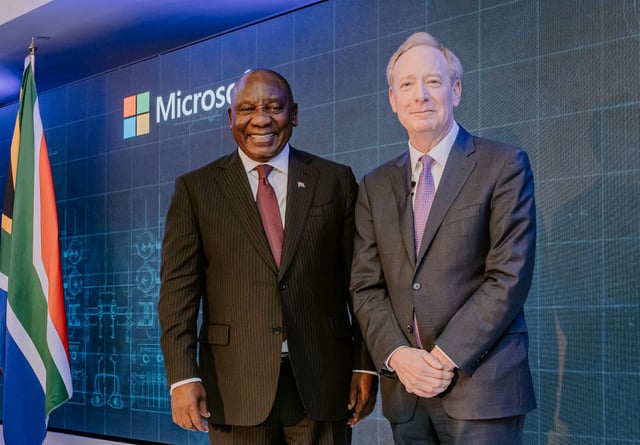 Microsoft Vice Chair and President, Brad Smith with the Honourable President of the Republic of South Africa Cyril Ramaphosa