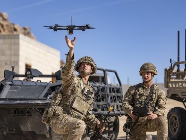 Members of the British Army take part in a joint exercise with US forces in 2022 at Fort Irwin, Calif.