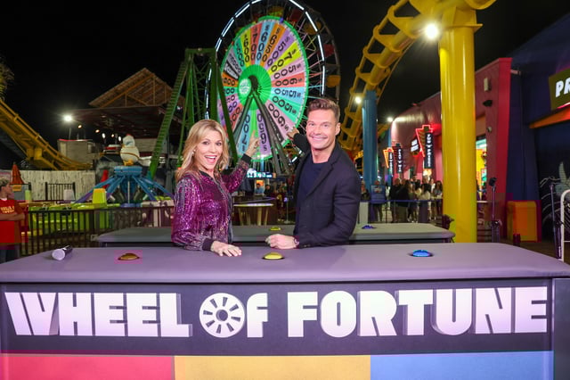 Vanna White and Ryan Seacrest attend the WOF S42 – Pier Wheel Launch at Santa Monica Pier on August 30, 2024 in Santa Monica, California.