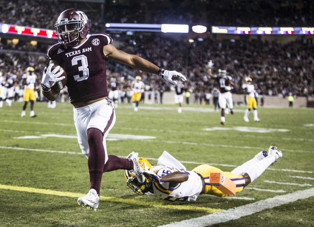 Christian Kirk, scoring on a 36-yard TD pass against LSU in 2016, starred at Texas A&amp;M in college.