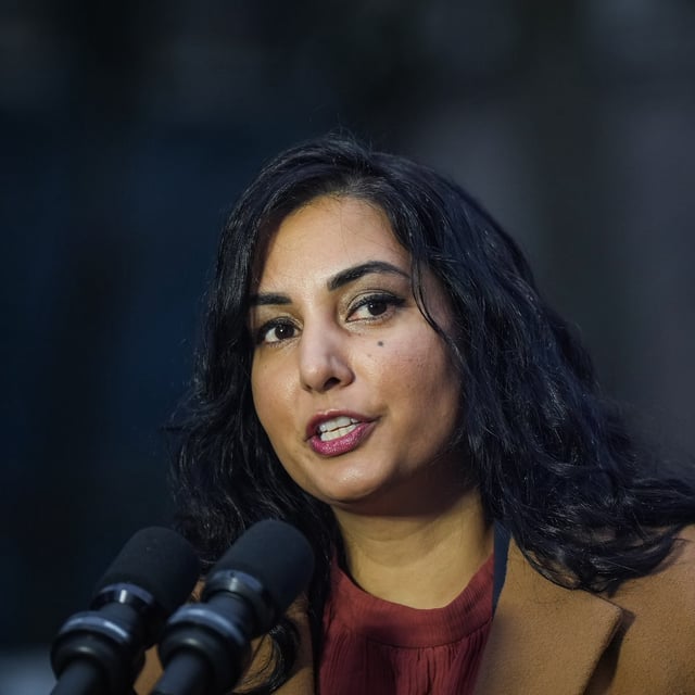 B.C. Attorney General Niki Sharma responds to questions outside B.C. Supreme Court in Vancouver on Monday Nov. 27, 2023. THE CANADIAN PRESS/Darryl Dyck