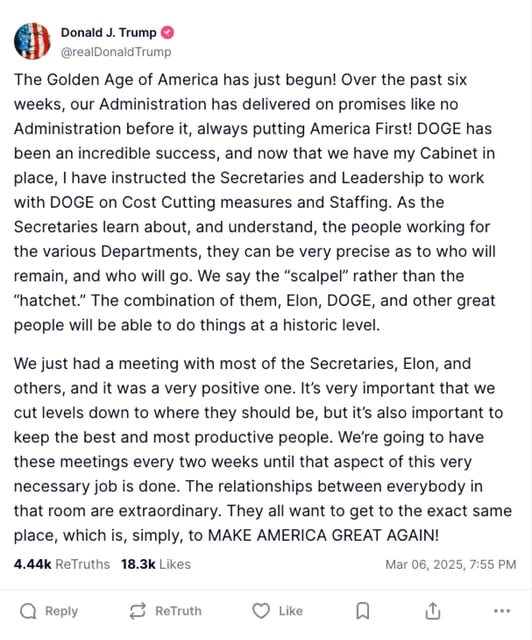 Trumps Post auf Truth Social