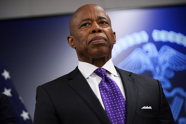 FILE - New York City Mayor Eric Adams attends an event at the NYPD's 40th precinct, Thursday, Feb. 20, 2025, in the Bronx borough of New York. (AP Photo/Julia Demaree Nikhinson, File)