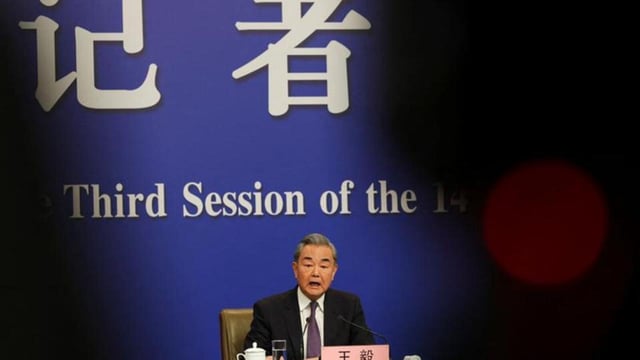 Chinese Foreign Minister Wang Yi speaks at a press conference on the sidelines of the National People’s Congress (NPC) in Beijing. (Reuters photo)