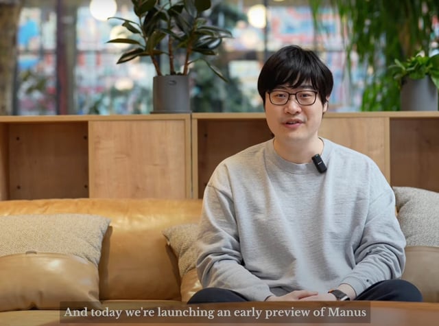 Ji Yichao, chief scientist of Manus AI, introduces the AI agent in a demonstration video. Photo: Handout