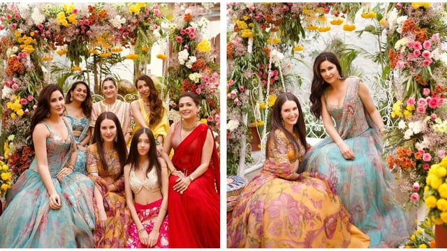 Katrina Kaif posed with the rest of the gang of bridesmaids.