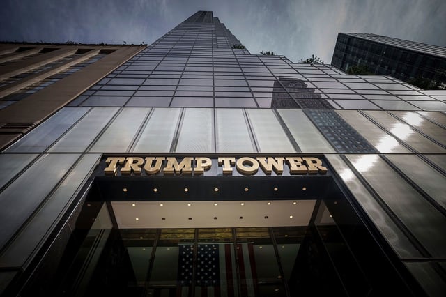 16 September 2023, USA, New York: The Trump Tower on 5th Avenue in Manhattan. Photo by: Michael Kappeler/picture-alliance/dpa/AP Images