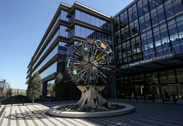The Hewlett Packard Enterprise campus in Spring. The company said it would cut its workforce by about 5% over the next 18 months. 