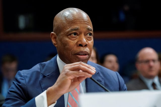 New York City Mayor Eric Adams testifies during a House Oversight and Accountability Committee hearing to examine the jurisdiction of "sanctuary cities" and its impact on federal immigration policy, on Capitol Hill in Washington, D.C., U.S., March 5, 2025.