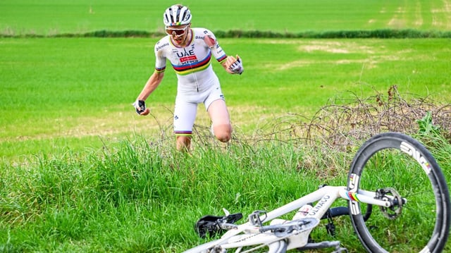 A crash with about 50km to go could have proved disastrous for Pogacar, but Pidcock sat up and waited for his rival
