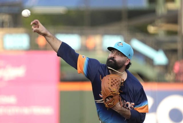 José Urquidy, pitching in a rehab assignment last year in Sugar Land, signed with the Tigers as a free agent.
