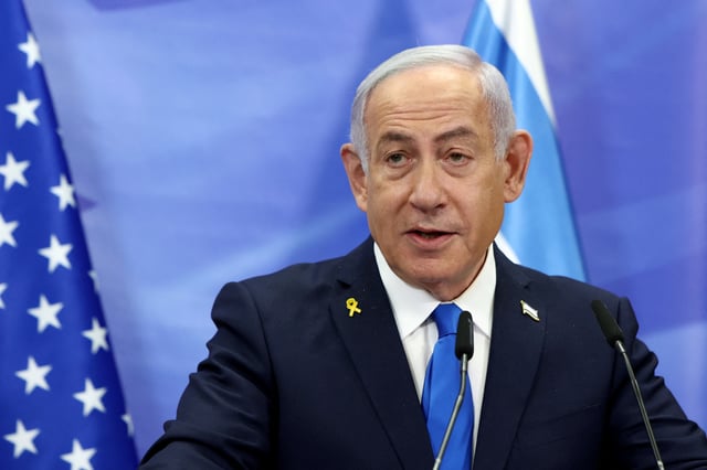 Le Premier ministre israélien Benjamin Netanyahu lors d’une conférence de presse avec Marco Rubio à Jérusalem, le 16 février 2025.