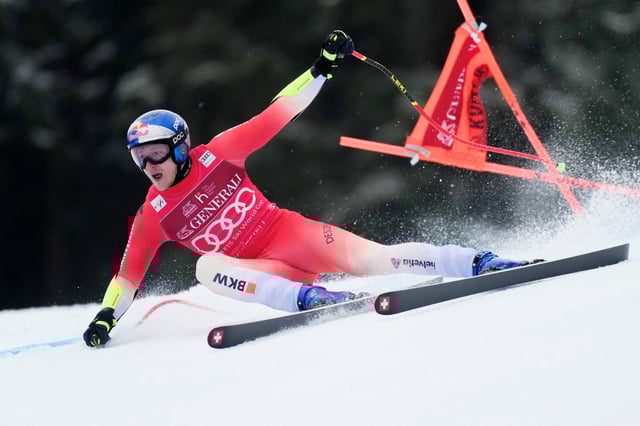 Alpine Skiing - FIS Alpine Ski World Cup - Men's Super G - Kvitfjell, Norway - March 9, 2025 Switzerland's Marco Odermatt in action during the men's Super G Cornelius Poppe/NTB via REUTERS