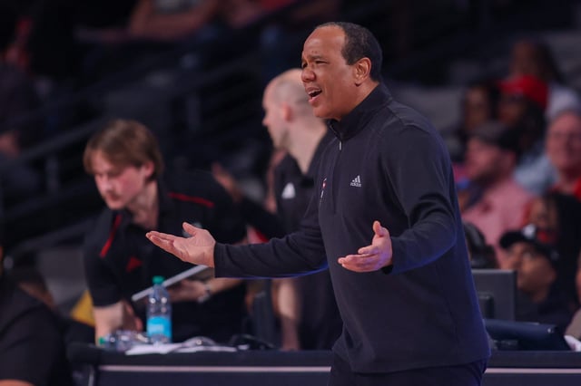North Carolina State Wolfpack men's basketball coach Kevin Keatts gestures on the sideline against Georgia Tech during the second half at McCamish Pavilion in Atlanta on March 1, 2025.