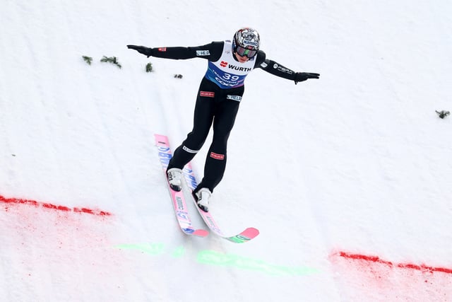 Nordic Skiing - FIS Nordic World Ski Championships - Trondheim, Norway - March 8, 2025 Norway's Marius Lindvik in action during men's large hill first round REUTERS/Kai Pfaffenbach/File Photo