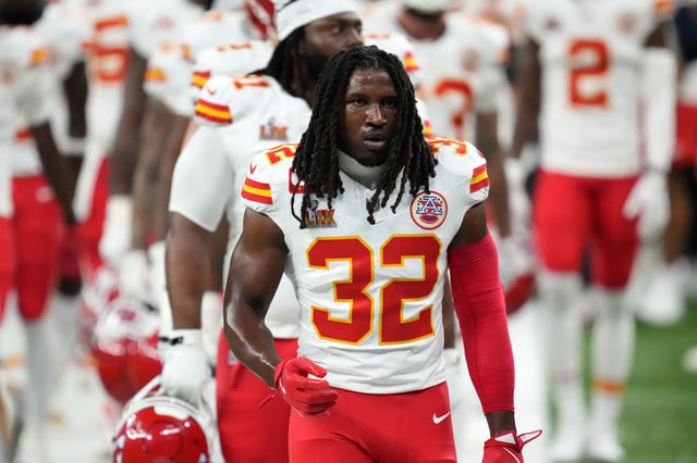 Feb 9, 2025; New Orleans, LA, USA; Kansas City Chiefs linebacker Nick Bolton (32) takes the field before Super Bowl LIX against the Philadelphia Eagles at Caesars Superdome. Kirby Lee-Imagn Images/File Photo