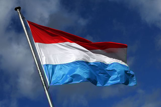 MERTERT, LUXEMBOURG - SEPTEMBER 22: Luxembourg flag prior to the 83rd Skoda Tour Luxembourg 2023, Stage 3 a 168.4km stage from Mertert to Vianden on September 22, 2023 in Mertert, Luxembourg. (Photo by Tim de Waele/Getty Images)