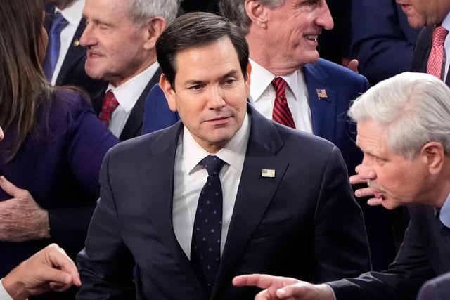 Secretary of State Marco Rubio arrives before President Donald Trump addresses a joint session of Congress at the US Capitol in Washington, DC, on March 4.