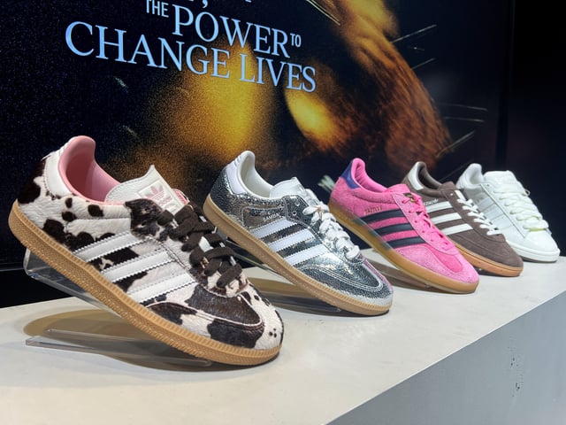 Adidas products are displayed at the company headquarters in Herzogenaurach, Germany March 5, 2025. REUTERS/Helen Reid/File Photo