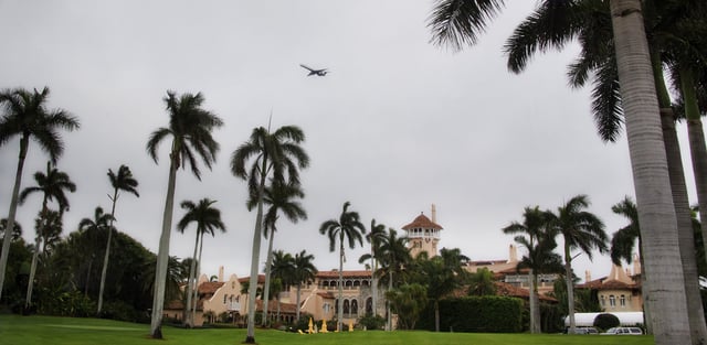 An airplane flies over the Mar-a-Lago estate in Palm Beach, Florida, in this archive picture from December 2016.