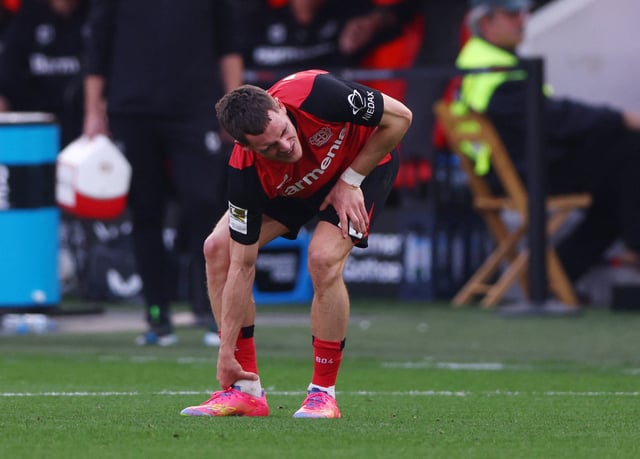 Soccer Football - Bundesliga - Bayer Leverkusen v Werder Bremen - BayArena, Leverkusen, Germany - March 8, 2025 Bayer Leverkusen's Florian Wirtz reacts after sustaining an injury REUTERS/Thilo Schmuelgen/File Photo