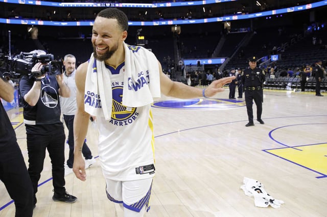 Golden State Warriors guard Stephen Curry exits the court following the NBA game against the Detroit Pistons at Chase Center in San Francisco, Saturday, March 08, 2025.