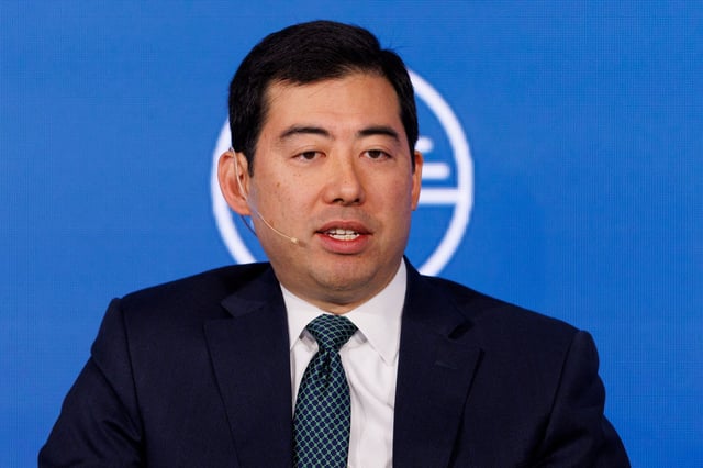 Mark Uyeda, commissioner at U.S. Securities and Exchange Commission, speaks at the 2023 Milken Institute Global Conference in Beverly Hills, California, U.S., May 2, 2023. REUTERS/Mike Blake/File Photo