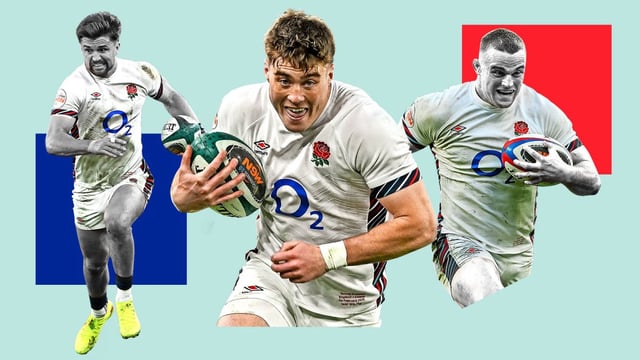 There is a plan in the England camp to convert Freeman, middle, into an outside centre; Earl, right, would be capable of playing at inside centre in Cardiff; left, Slade did not feature against Italy