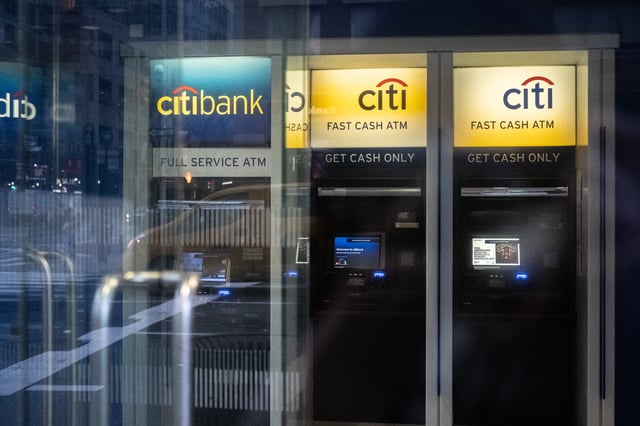 Citi bank ATM machines are seen in New York City, U.S., March 17, 2020. REUTERS/Jeenah Moon/File photo