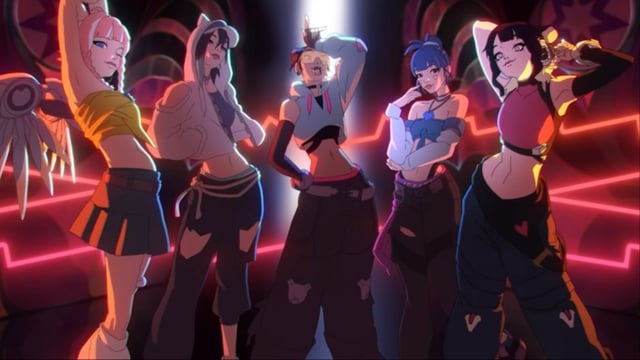 A screenshot featuring LE SSERAFIM skins in Overwatch 2.