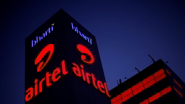 A Bharti Airtel office building is pictured in Gurugram.