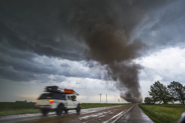 A tornado is whipped up in York, Nebraska, in this archive stock image from June 2011. A Florida weather report was interrupted when a tornado hit the studio this week.