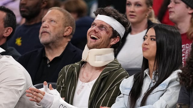 Jack Quaid at a game between the LA Clippers and the Sacramento Kings