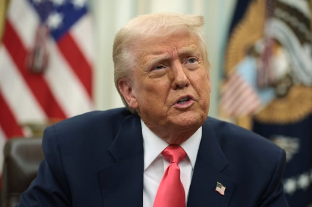 U.S. President Donald Trump speaks as he signs executive orders in the Oval Office of the White House on March 06, 2025 in Washington, DC.