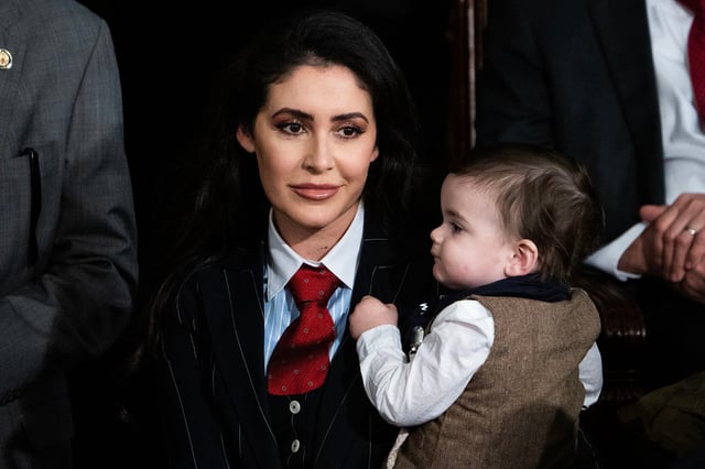 Rep. Anna Paulina Luna is seen with her son in the House chamber of Capitol on January 3, 2025.