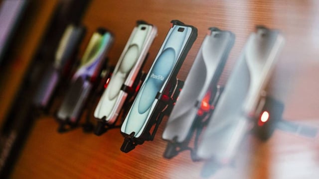 Phones inside a Verizon store in New York City on Jan. 12, 2024. 