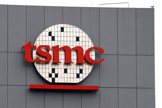 A logo of Taiwanse chip giant TSMC can be seen in Tainan, Taiwan December 29, 2022.REUTERS/Ann Wang/File Photo
