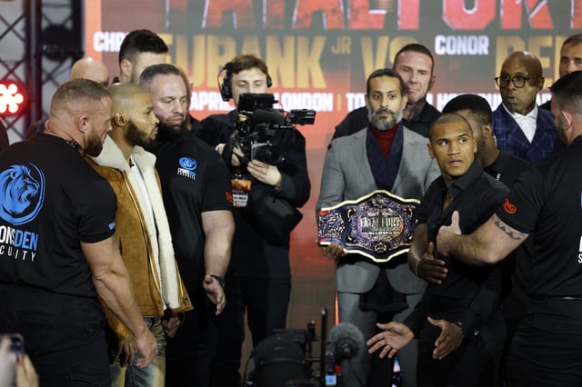 Boxing - Chris Eubank Jr and Conor Benn Press Conference - Tottenham Hotspur Stadium, London, Britain - February 27, 2025 Chris Eubank Jr and Conor Benn go head to head during the press conference Action Images via Reuters/Peter Cziborra/File Photo